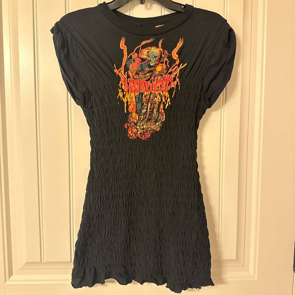 Urban Outfitters Tatum Metalhead Black Ruched Bodycon Mini Dress SP